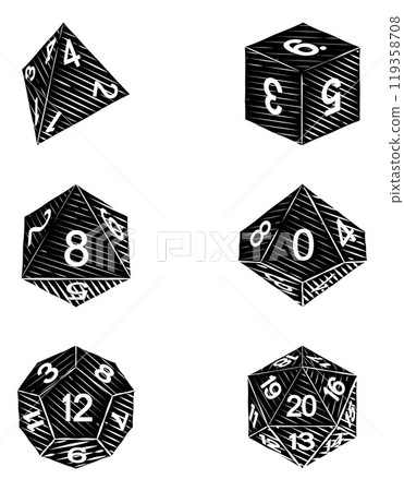 Game Dice Illustration Roleplaying Board Game Set 119358708