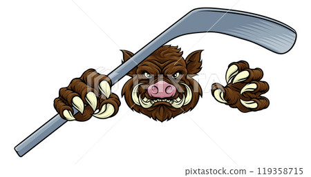 Boar Wild Hog Razorback Warthog Pig Hockey Mascot Boar Wild Hog Razorback Warthog Pig Hockey Mascot 119358715
