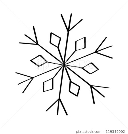 Snowflake doodle style icon for winter design. Vector illustration hand drawn isolated on white background. Snowflake doodle style icon for winter design. Vector illustration hand drawn isolated on white background. 119359002