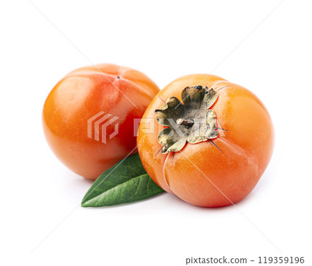 persimmon with leaves persimmon with leaves 119359196