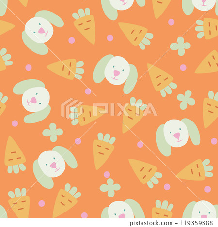 Vector seamless pattern with carrots and rabbits 119359388