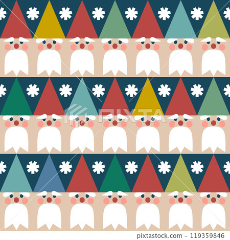 Vector seamless pattern with Christmas elves in colorful hats Vector seamless pattern with Christmas elves in colorful hats 119359846