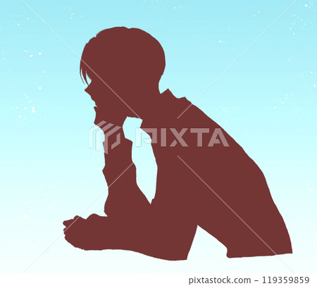 一個人思考，皮影，藍天 119359859