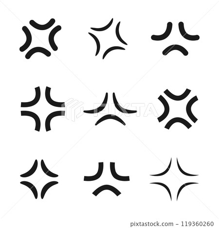 Anime anger symbol collection. Angry anime icon set. Vector illustration 119360260