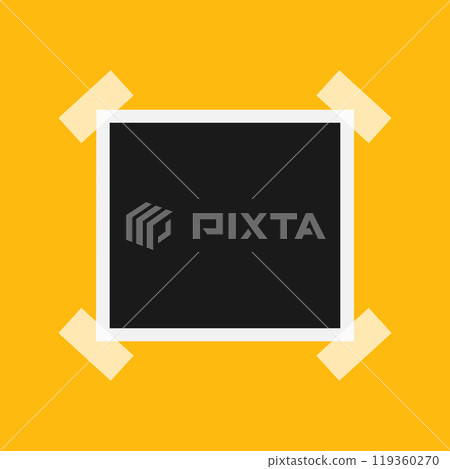 Photo frame on the wall. Blank photograph stuck with sticky tape. Vector illustration Photo frame on the wall. Blank photograph stuck with sticky tape. Vector illustration 119360270