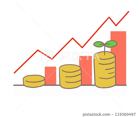 Rising virtual currency coins, asset formation image 119360497