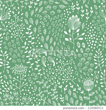 Seamless flower and leaf pattern, floral vector background 119360511