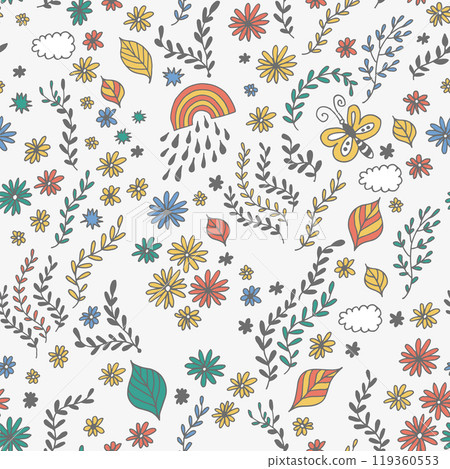 Seamless floral pattern, vector flower illustration Seamless floral pattern, vector flower illustration 119360553