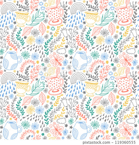 Seamless floral pattern, vector flower illustration Seamless floral pattern, vector flower illustration 119360555