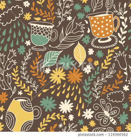 Seamless floral pattern, vector flower background 119360562