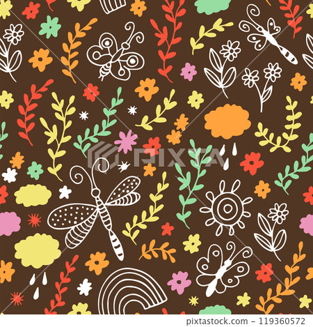 Seamless floral pattern, vector flower background Seamless floral pattern, vector flower background 119360572
