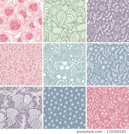 Seamless floral pattern, vector flower background 119360585