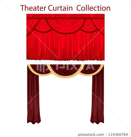 Theater curtains in red tones Theater curtains in red tones 119360769