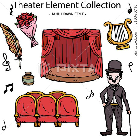 Fantastic selection of hand-drawn theater elements Fantastic selection of hand-drawn theater elements 119360786