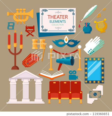 Set of theater elements in flat design Set of theater elements in flat design 119360851