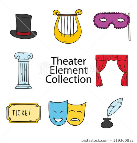 Set of hand drawn theater objects 119360852