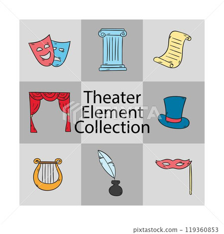Collection of hand drawn theater elements 119360853
