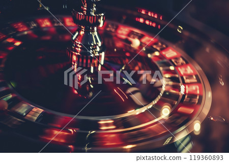 Casino with chips and green table. Generative AI 119360893