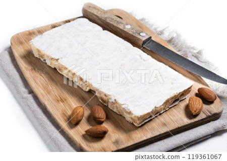Christmas almond nougat isolated on white background 119361067