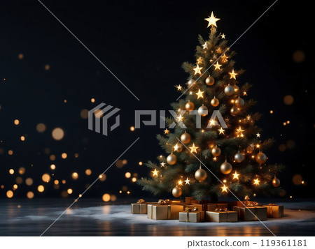 A beautifully decorated full Christmas tree A beautifully decorated full Christmas tree 119361181