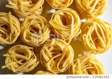 Uncooked Egg-Based Fettuccine Pasta Uncooked Egg-Based Fettuccine Pasta 119361185