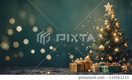 A beautifully decorated full Christmas tree 119361213