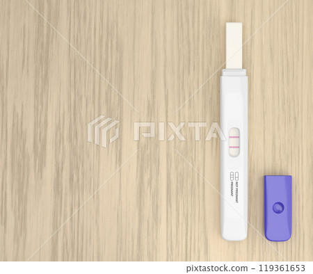 Pregnancy test on a wooden desk Pregnancy test on a wooden desk 119361653