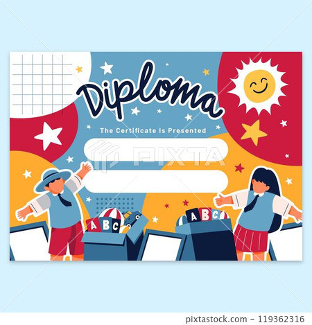 Cute diploma template for kids Cute diploma template for kids 119362316