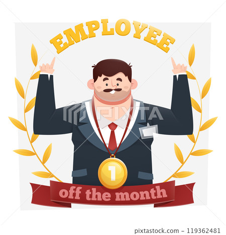 Employee of the month man with medal 119362481