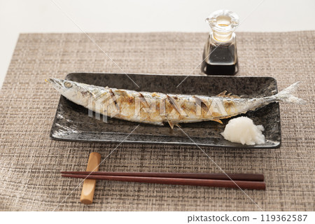 Grilled saury with salt Grilled saury with salt 119362587