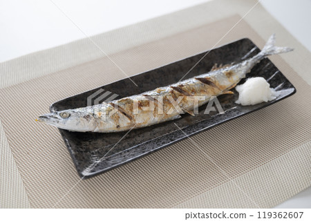 Grilled saury with salt Grilled saury with salt 119362607
