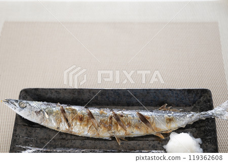 Grilled saury with salt Grilled saury with salt 119362608