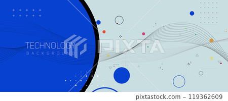 Abstract Geometric Shapes Background Wavy Lines with Blue Circle Abstract Geometric Shapes Background Wavy Lines with Blue Circle 119362609