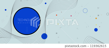 Abstract Geometric Shapes Background Wavy Lines with Blue Circle 119362615