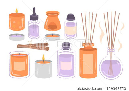 Hand drawn aromatherapy scented sticks 119362750