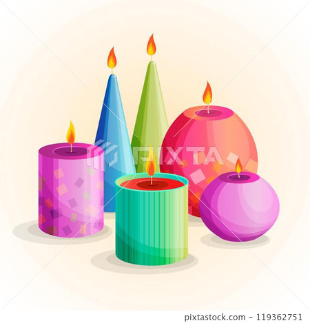 Different types of scented candle set 119362751