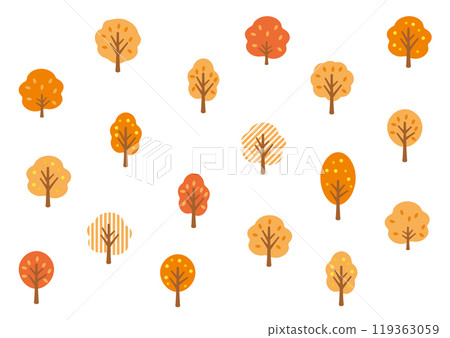 Tree Autumn Simple Vector Set Orange Autumn Leaves 119363059