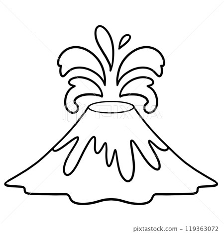 Cute black and white illustration of a volcano eruption Cute black and white illustration of a volcano eruption 119363072