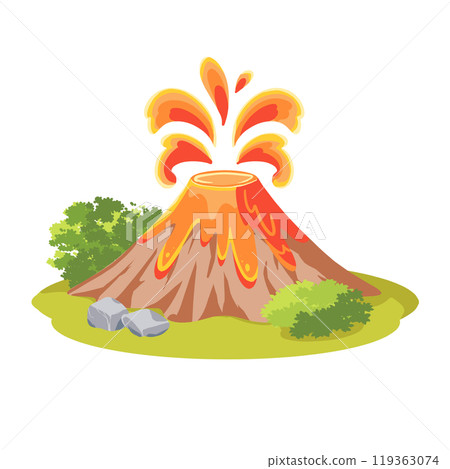火山爆發的可愛插圖 119363074