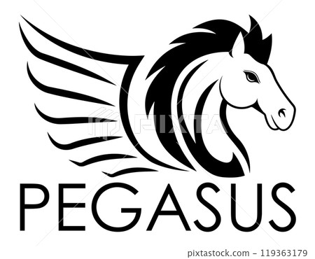 pegasus logo mythological flying horse with wings vector illustration 119363179