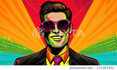 successful happy businessman colorful illustration 119363402