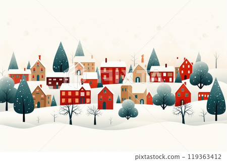 little town in winter at christmas time illustration little town in winter at christmas time illustration 119363412