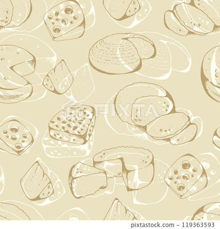 Cheese collection seamless vector pattern 119363593