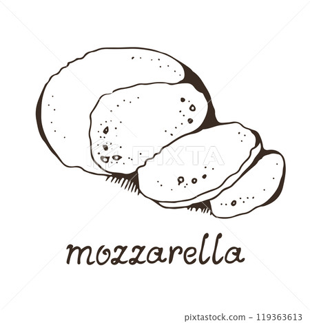 Cheese mozzarella hand drawn vector illustration Cheese mozzarella hand drawn vector illustration 119363613