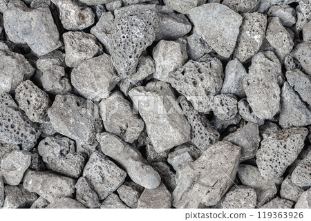 Gravel stone texture background. Crushed stone construction materials. 119363926