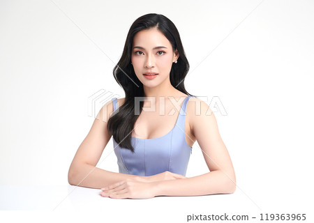 Beautiful young asian woman with clean fresh skin on white background, Face care, Facial treatment, Cosmetology, beauty and spa, Asian women portrait. Beautiful young asian woman with clean fresh skin on white background, Face care, Facial treatment, Cosmetology, beauty and spa, Asian women portrait. 119363965