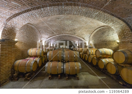 Wine cellar in Canale, Piedmont, Italy Wine cellar in Canale, Piedmont, Italy 119364289