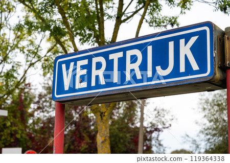 Blue sign of the local railway station of Vertrijk, Boutersem, Belgium, OCT 12, 2024 119364338
