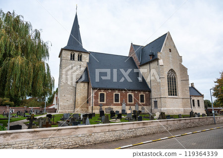 The catholic Our Lady of Ascension church in the village of Vertrijk, Boutersem, Belgium, OCT 12, 2024 119364339