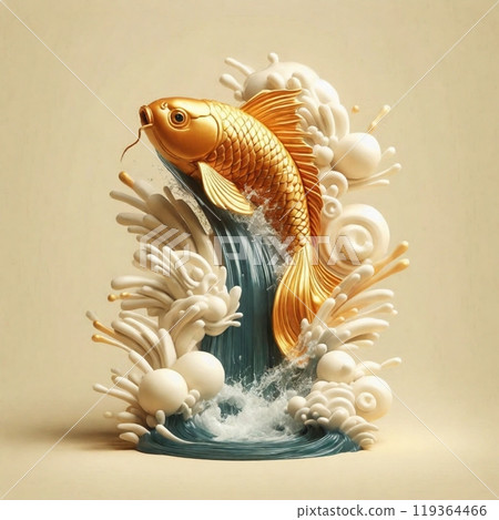 Dynamic challenge of golden carp that brings good luck 119364466